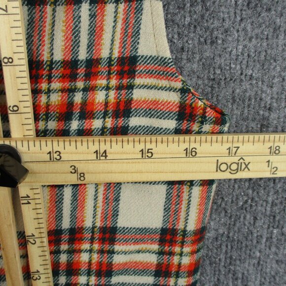 VINTAGE Pendleton Vest Womens 11 12 Orange Green Plaid Wool USA Made 70s Jrs - Picture 8 of 12